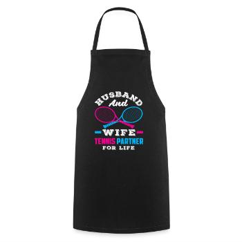 Mari et femme Partenaire de tennis pour la vie - Tablier de cuisine - noir - Devant - AI Model Male 185 dark (185cm)