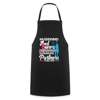 Mari et femme Partenaire de tennis pour la vie - Tablier de cuisine - noir - Devant - AI Model Male 185 dark (185cm)