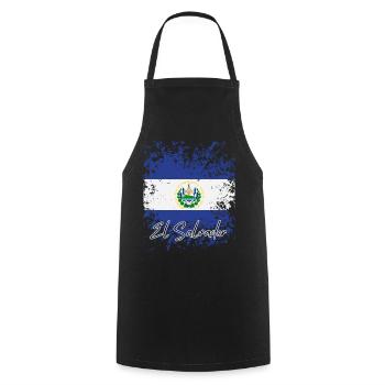 Drapeau grunge salvadorien, j’adore El Salvador - Tablier de cuisine - noir - Devant - AI Model Male 185 dark (185cm)