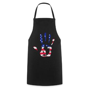 Empreinte de la main aux couleurs du drapeau américain - Tablier de cuisine - noir - Devant - AI Model Male 185 dark (185cm)