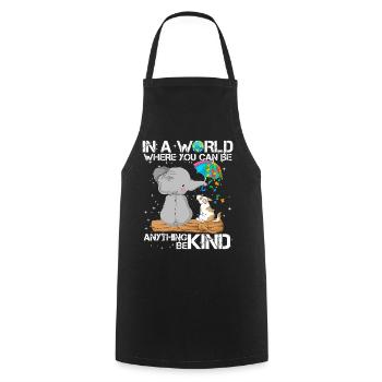Elephant and Puppy Autism Awareness support - Cooking Apron - black - Front - AI Model Male 185 dark (185cm)