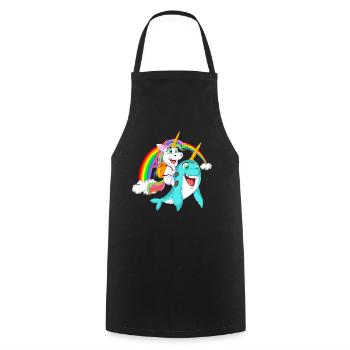 Unicorn and Narwhal Adventure back to school - Cooking Apron - black - Front - AI Model Male 185 dark (185cm)