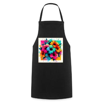 Hibiscus Flowers - Cooking Apron - black - Front - AI Model Male 185 dark (185cm)