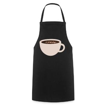 Elegant Coffee Latte Art Illustration - Cooking Apron - black - Front - AI Model Male 185 dark (185cm)