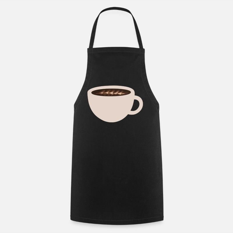 Elegant Coffee Latte Art Illustration - Cooking Apron - black