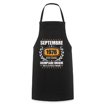 September 1976 Unique copy - September 1976 - Cooking Apron - black - Front - AI Model Male 185 dark (185cm)