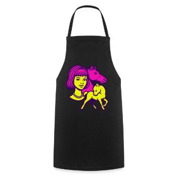 Horse Girl Pop Art - Cooking Apron - black - Front - AI Model Male 185 dark (185cm)