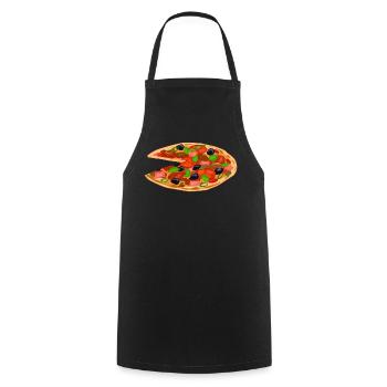 Manger de la pizza - Tablier de cuisine - noir - Devant - AI Model Male 185 dark (185cm)