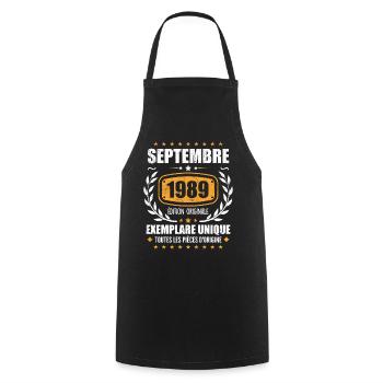 September 1989 Unique copy - September 1989 - Cooking Apron - black - Front - AI Model Male 185 dark (185cm)