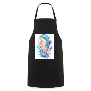 Dolphin - Cooking Apron - black - Front - AI Model Male 185 dark (185cm)