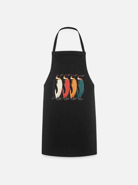 Farbenfrohe Pinguine - Kochschürze - Schwarz