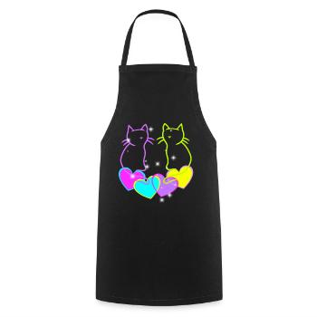 Coeur rétro Chats Coeurs de la Saint-Valentin - Tablier de cuisine - noir - Devant - AI Model Male 185 dark (185cm)