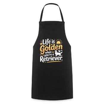 Das Leben ist Golden Retriever Zitat Design - Kochschürze - Schwarz - Vorne - AI Model Male 185 dark (185cm)