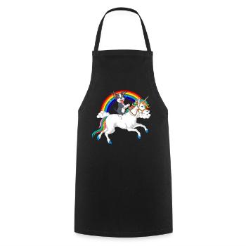 Verspielter Boston Terrier Welpe und Regenbogen-Einhorn - Kochschürze - Schwarz - Vorne - AI Model Male 185 dark (185cm)