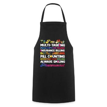 Pharmacy Tech Technician - Cooking Apron - black - Front - AI Model Male 185 dark (185cm)