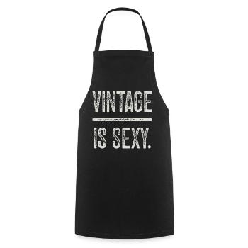Vintage Design Is Sexy Distressed Effect - Cooking Apron - black - Front - AI Model Male 185 dark (185cm)