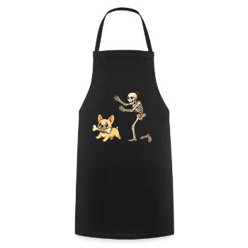 Squelette Chien Bouledogue Français - Tablier de cuisine - noir - Devant - AI Model Male 185 dark (185cm)