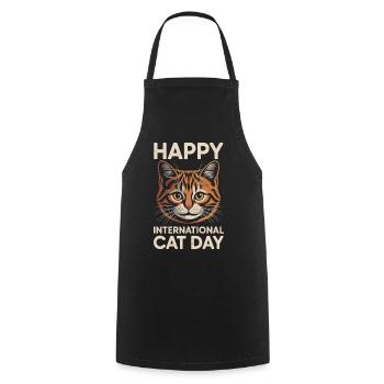 Alles Gute zum Internationalen Tag der Katze - Kochschürze - Schwarz - Vorne - AI Model Male 185 dark (185cm)