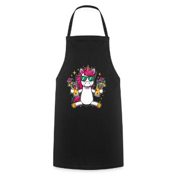 Unicorn Cocktail Booze Party Celebrations Vacation Bachelor Party - Cooking Apron - black - Front - AI Model Male 185 dark (185cm)