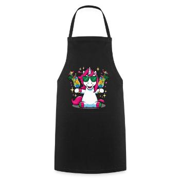 Unicorn Cocktail Booze Party Celebrations Vacation Bachelor Party - Cooking Apron - black - Front - AI Model Male 185 dark (185cm)