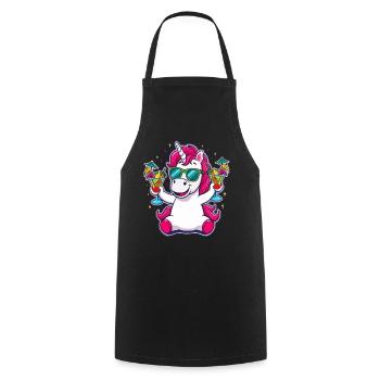 Unicorn Cocktail Booze Party Celebrations Vacation Bachelor Party - Cooking Apron - black - Front - AI Model Male 185 dark (185cm)