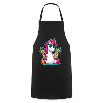 Unicorn Cocktail Booze Party Celebrations Vacation Bachelor Party - Cooking Apron - black - Front - AI Model Male 185 dark (185cm)