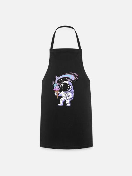 Weltraum-Astronaut mit Eis - Kochschürze - Schwarz