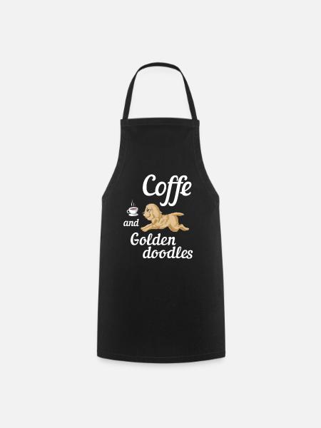 Goldene Kritzeleien Kaffee Illustration - Kochschürze - Schwarz