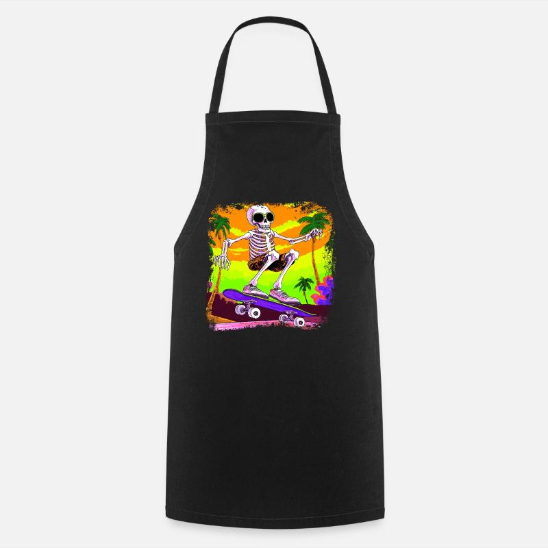 Skateboarder squelette - Tablier de cuisine - noir