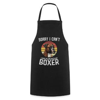 Sorry I Can't, I Have Plans With My Boxer - Cooking Apron - black - Front - AI Model Male 185 dark (185cm)