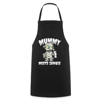 MUMMY MEETS ZOMBIE - ZOMBIE HALLOWEEN - Cooking Apron - black - Front - AI Model Male 185 dark (185cm)