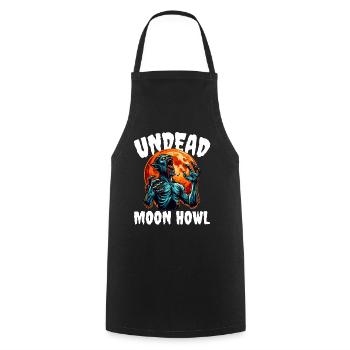 UNDEAD MOON HOWL - ZOMBIE HALLOWEEN - Cooking Apron - black - Front - AI Model Male 185 dark (185cm)
