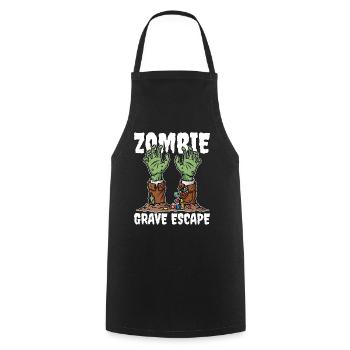 ZOMBIE_GRAVE_ESCAPE - Cooking Apron - black - Front - AI Model Male 185 dark (185cm)