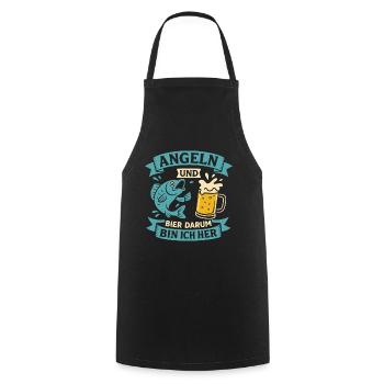 Soon dad FISHING AND BEER THAT'S WHY I'M HERE Funny - Cooking Apron - black - Front - AI Model Male 185 dark (185cm)