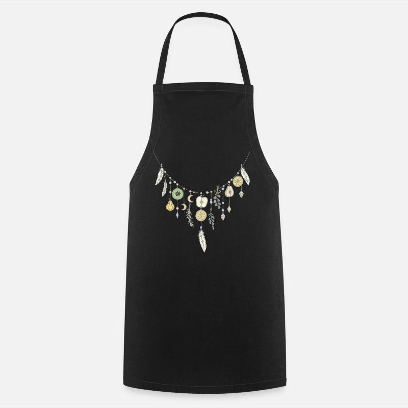 Delicate Fruit and Feather Necklace - Cooking Apron - black