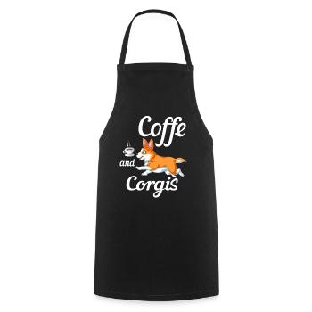 Corgi & Kaffee – Gemütliche Morgenstimmung - Kochschürze - Schwarz - Vorne - AI Model Male 185 dark (185cm)