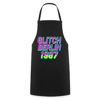 Glitch, Berlin 1987 - Cooking Apron - black - Front - AI Model Male 185 dark (185cm)
