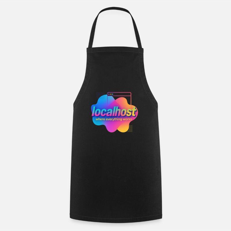 Localhost Colorful Graphic Tee for Developers - Cooking Apron - black