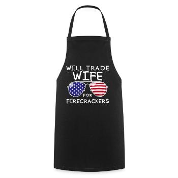 Troquez la femme pour les feux d’artifice masculins le 4 juillet - Tablier de cuisine - noir - Devant - AI Model Male 185 dark (185cm)