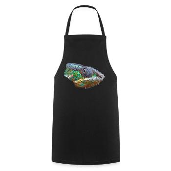 Colorful Chameleon Illustration - Cooking Apron - black - Front - AI Model Male 185 dark (185cm)