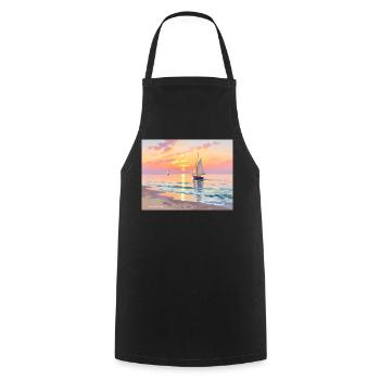 Nautischer Sonnenuntergang am Strand - Kochschürze - Schwarz - Vorne - AI Model Male 185 dark (185cm)