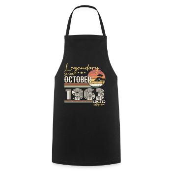 October 1963 Gift - Awesome Since October 1963 - Cooking Apron - black - Front - AI Model Male 185 dark (185cm)