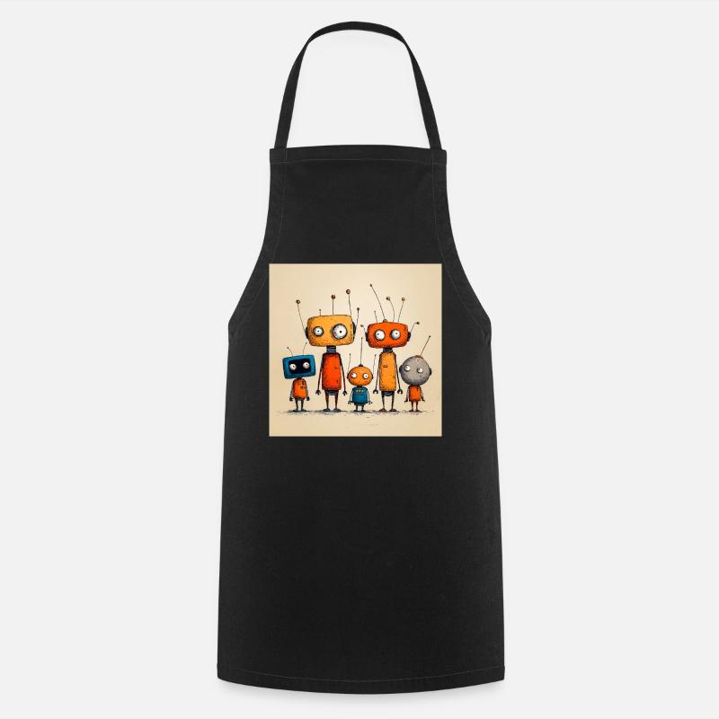 Childish Friendly Robot - Cooking Apron - black
