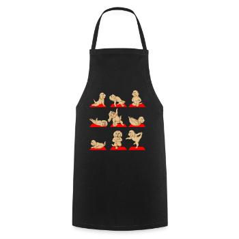 Funny Golden Doodle Dog Doing Yoga Poses Design - Cooking Apron - black - Front - AI Model Male 185 dark (185cm)