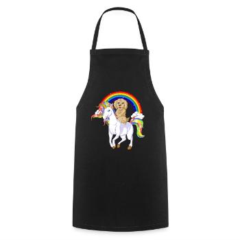 GoldenDoodle Riding Unicorn - Cooking Apron - black - Front - AI Model Male 185 dark (185cm)