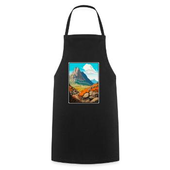 Dolomites Italy Mountain Landscape Illustration - Cooking Apron - black - Front - AI Model Male 185 dark (185cm)
