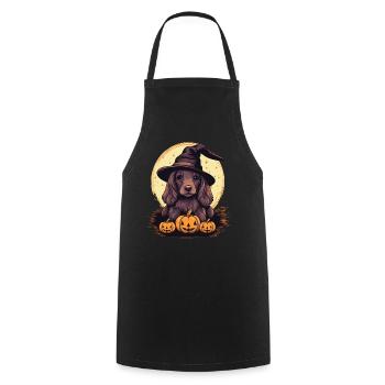 Halloween Witch Hat Pumpkin Dog Cocker Spaniel - Cooking Apron - black - Front - AI Model Male 185 dark (185cm)