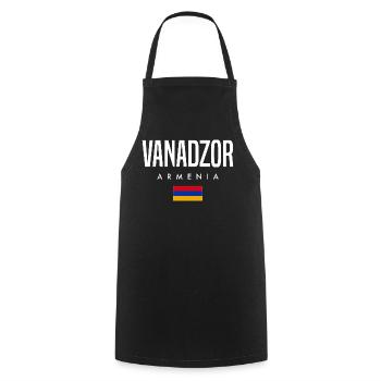Vanadzor, Arménie - Tablier de cuisine - noir - Devant - AI Model Male 185 dark (185cm)