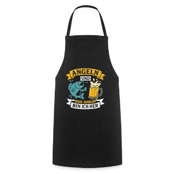 Soon dad FISHING AND BEER THAT'S WHY I'M HERE Funny - Cooking Apron - black - Front - AI Model Male 185 dark (185cm)