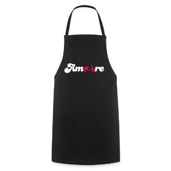 Amore Love Love Italy Fan Roller Cursive Font - Cooking Apron - black - Front - AI Model Male 185 dark (185cm)